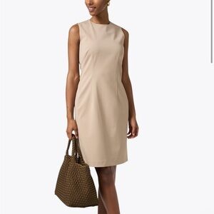 LAFAYETTE 148 New York Harpson Taupe Wool Dress sleeveless workwear virgin wool